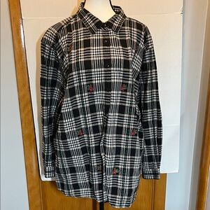 Black, white, gold stripes, holiday embellishments.